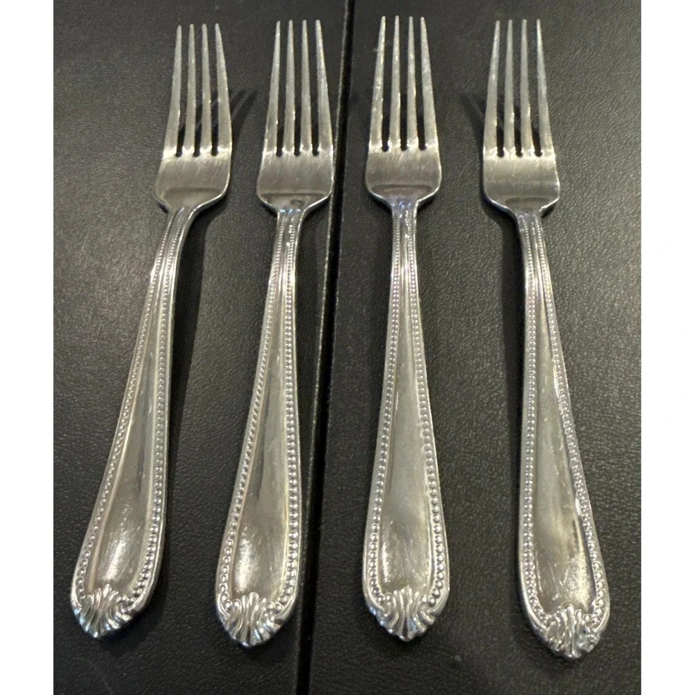 Lenox Bead Plume Glossy Dinner Fork Forks Set Of 4 Stainless Flatware